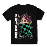 Demon Slayer – Best Friends – Tanjiro Black Men's T-shirt for Anime, Kimetsu No Yaiba