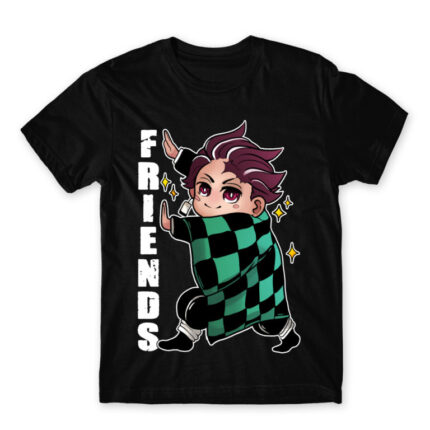 Demon Slayer – Best Friends – Tanjiro Black Men's T-shirt for Anime, Kimetsu No Yaiba
