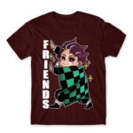 Demon Slayer – Best Friends – Tanjiro Burgundy Men's Tee for Anime, Kimetsu No Yaiba