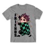 Demon Slayer – Best Friends – Tanjiro Grey Melange Men's Tee for Anime, Kimetsu No Yaiba