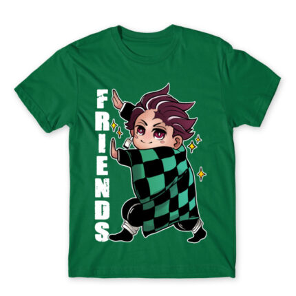 Demon Slayer – Best Friends – Tanjiro Kelly Green Men's T-shirt for Anime, Kimetsu No Yaiba