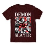 Demon Slayer Characters Burgundy Men's T-shirt for Anime, Kimetsu No Yaiba