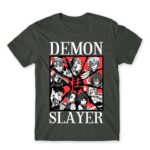 Demon Slayer Characters Dark Grey Men's T-shirt for Anime, Kimetsu No Yaiba