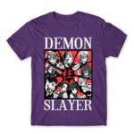 Demon Slayer Characters Dark Purple Men's Tee for Anime, Kimetsu No Yaiba
