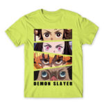 Demon Slayer Eyes Apple Green Men's T-shirt for Anime, Kimetsu No Yaiba