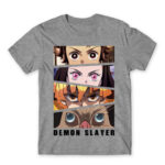 Demon Slayer Eyes Grey Melange Men's Tee for Anime, Kimetsu No Yaiba