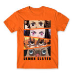 Demon Slayer Eyes Orange Men's T-shirt for Anime, Kimetsu No Yaiba