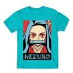 demon slayer nezuko Atoll Blue Men's T-shirt for Anime, Kimetsu No Yaiba