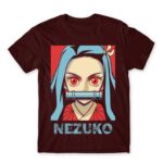 demon slayer nezuko Burgundy Men's T-shirt for Anime, Kimetsu No Yaiba