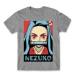 demon slayer nezuko Grey Melange Men's T-shirt for Anime, Kimetsu No Yaiba