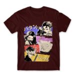 Demon Slayer retro Burgundy Men's T-shirt for Anime, Kimetsu No Yaiba