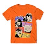 Demon Slayer retro Orange Men's T-shirt for Anime, Kimetsu No Yaiba