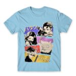 Demon Slayer retro Sky Blue Men's Tee for Anime, Kimetsu No Yaiba