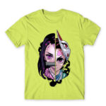 Demon slayer split Apple Green Men's T-shirt for Anime, Kimetsu No Yaiba
