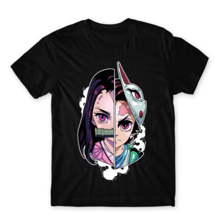 Demon slayer split Black Men's Tee for Anime, Kimetsu No Yaiba