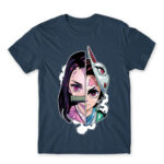 Demon slayer split Denim Men's Tee for Anime, Kimetsu No Yaiba