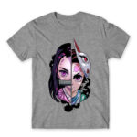 Demon slayer split Grey Melange Men's Tee for Anime, Kimetsu No Yaiba