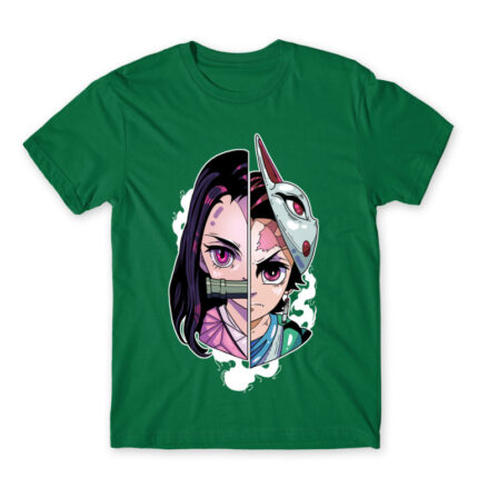 Demon slayer split Kelly Green Men's T-shirt for Anime, Kimetsu No Yaiba