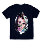 Demon slayer split Navy Men's Tee for Anime, Kimetsu No Yaiba