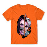Demon slayer split Orange Men's T-shirt for Anime, Kimetsu No Yaiba