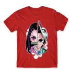 Demon slayer split Red Men's T-shirt for Anime, Kimetsu No Yaiba