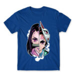 Demon slayer split Royal Blue Men's T-shirt for Anime, Kimetsu No Yaiba