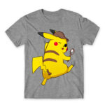 Detective Pikachu Grey Melange Men's Tee for Anime, Pokemon