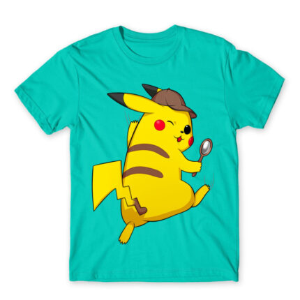 Detective Pikachu Turquoise Men's T-shirt for Anime, Pokemon
