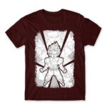 Dragon Ball Black and White Burgundy Men's Tee for Anime, Dragon Ball