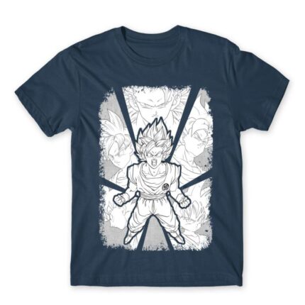 Dragon Ball Black and White Denim Men's T-shirt for Anime, Dragon Ball