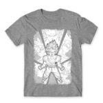 Dragon Ball Black and White Grey Melange Men's Tee for Anime, Dragon Ball