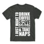 Drink coffee and save animals Dark Grey Men's Tee for Veterinary, Work