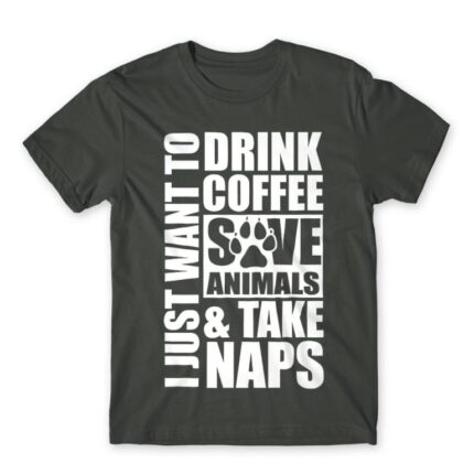 Drink coffee and save animals Dark Grey Men's Tee for Veterinary, Work