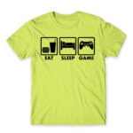 Eat-Sleep-Game Apple Green Men's T-shirt for Anime, Anime Gaming