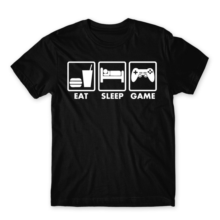 Eat-Sleep-Game Black Men's T-shirt for Anime, Anime Gaming