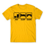 Eat-Sleep-Game Gold Men's Tee for Anime, Anime Gaming