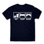 Eat-Sleep-Game Navy Men's Tee for Anime, Anime Gaming