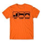 Eat-Sleep-Game Orange Men's T-shirt for Anime, Anime Gaming