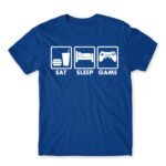 Eat-Sleep-Game Royal Blue Men's T-shirt for Anime, Anime Gaming