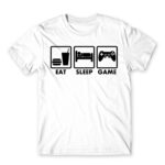 Eat-Sleep-Game White Men's Tee for Anime, Anime Gaming