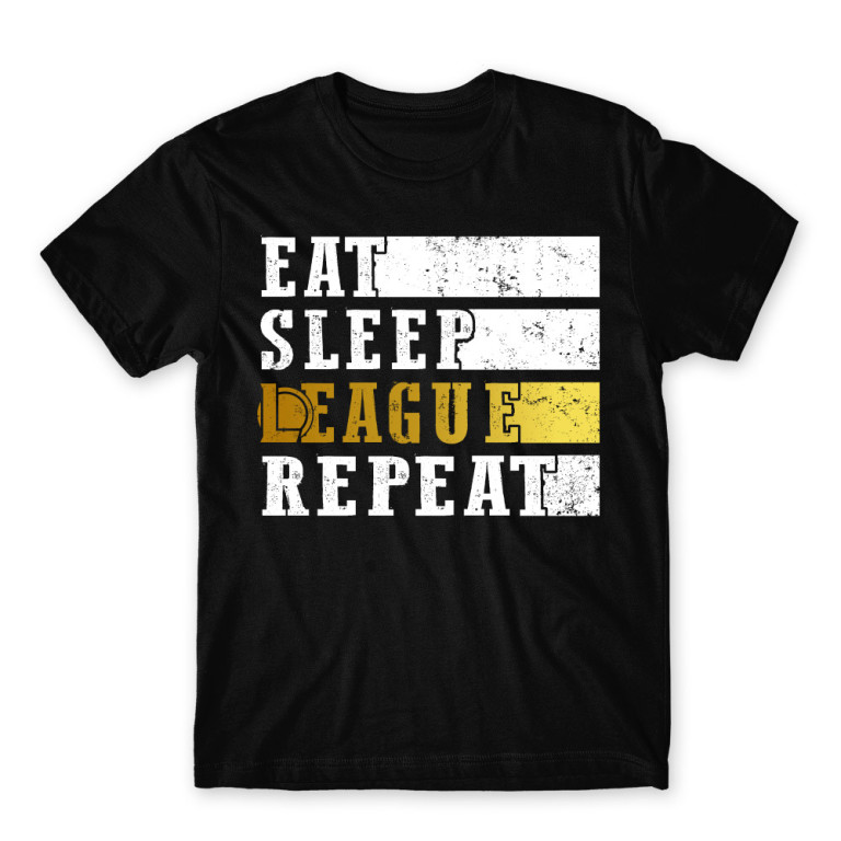 Eat, sleep, League, repeat Black Men's T-shirt Eat, sleep, League, repeat Black Men's T-shirt for Gaming, League Of Legends