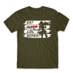 Eat Sleep LoL Repeat Army Men's T-shirt for Gaming, League Of Legends