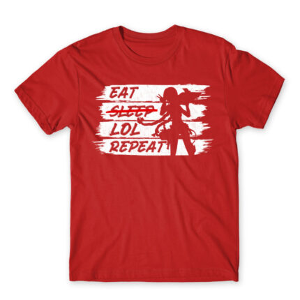 Eat Sleep LoL Repeat Red Men's Tee for Gaming, League Of Legends