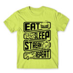 Eat Sleep Stream Repeat Apple Green Men's T-shirt for Streamer, Work