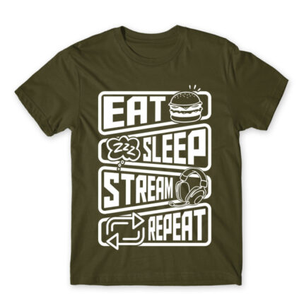Eat Sleep Stream Repeat Army Men's Tee for Streamer, Work