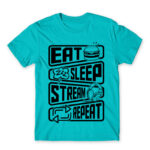 Eat Sleep Stream Repeat Atoll Blue Men's T-shirt for Streamer, Work