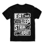 Eat Sleep Stream Repeat Black Men's Tee for Streamer, Work
