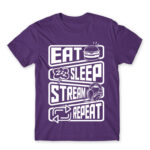 Eat Sleep Stream Repeat Dark Purple Men's T-shirt for Streamer, Work
