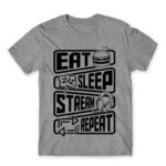 Eat Sleep Stream Repeat Grey Melange Men's Tee for Streamer, Work