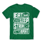 Eat Sleep Stream Repeat Kelly Green Men's T-shirt for Streamer, Work